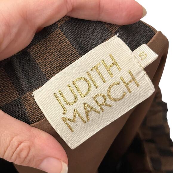 Judith March Checkered Plaid Wrap Mini Skirt Small Woven Fringe Brown Preppy - Picture 8 of 10